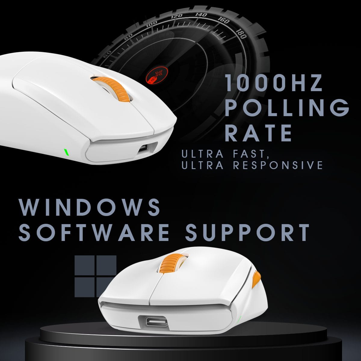 Cosmic Byte Atlas Wireless, Bluetooth, Wired Tri Mode Mouse (White) - Green Apple Compunet