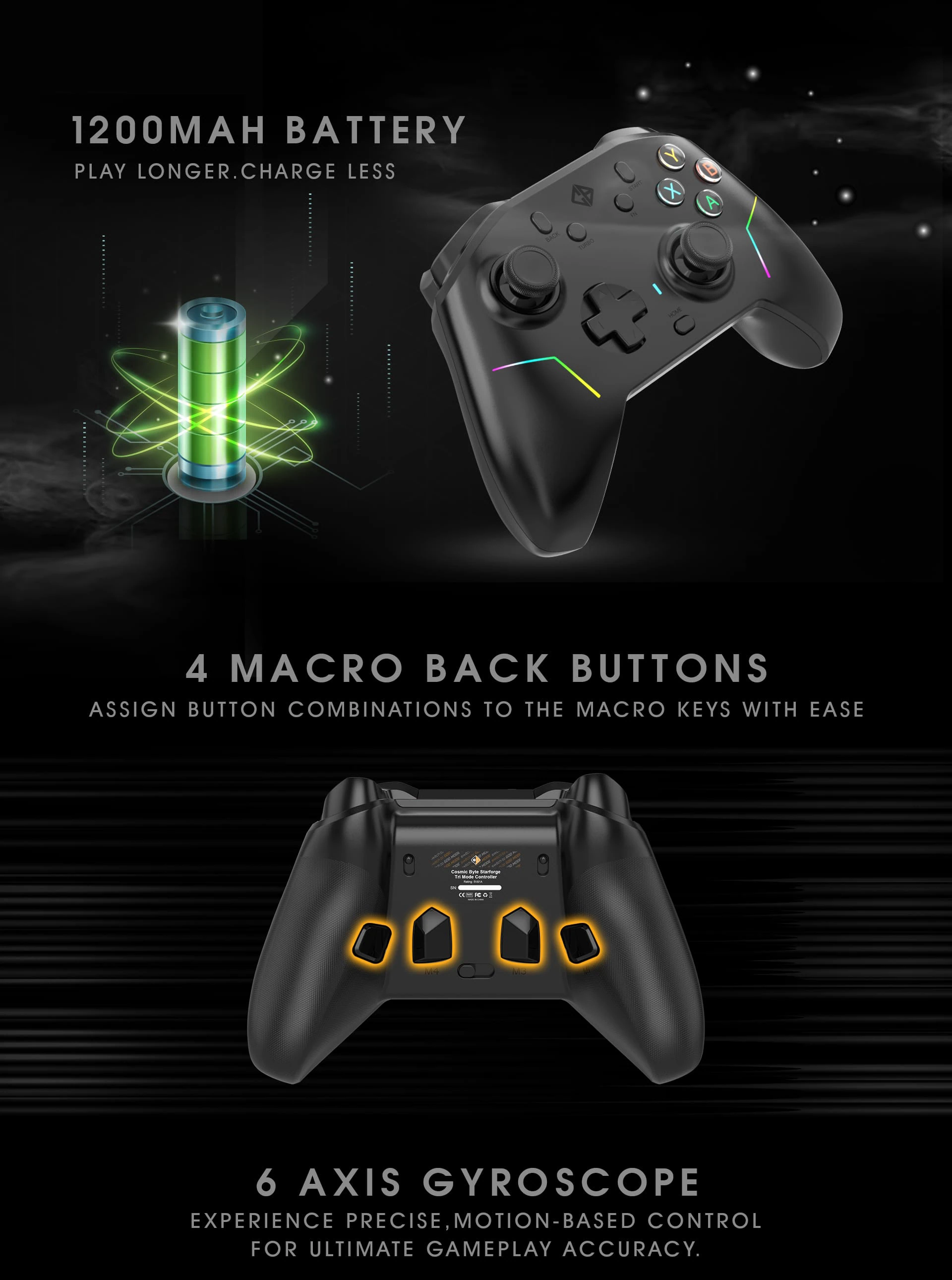 Cosmic Byte Starforge Tri-Mode Controller, Replaceable TMR Joysticks - Green Apple Compunet